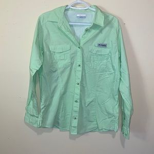 Columbia PFG Long Sleeve Shirt Mint Green size XL
